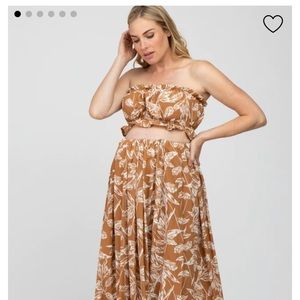 Pinkblush Rust Floral Print A-Line Maternity Skirt Set